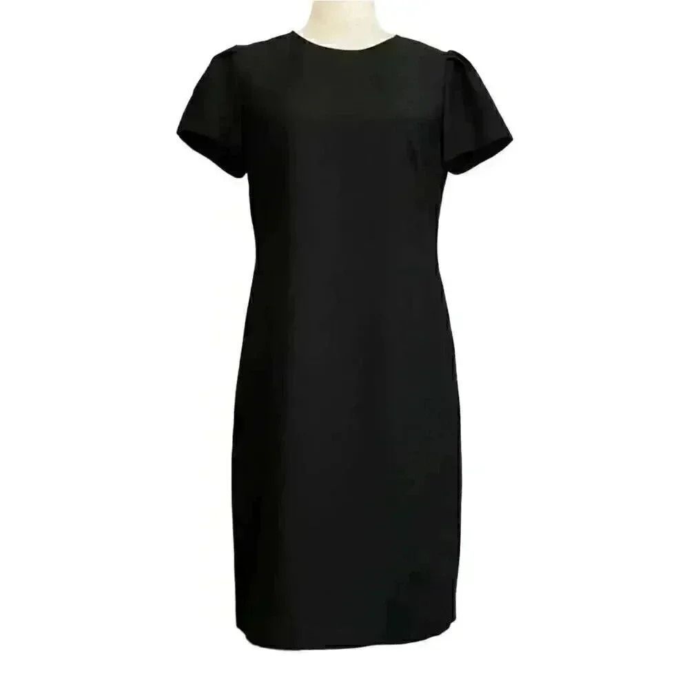 Banana Republic Women's Black Polyester Pleated Sleeve Sheath Dress